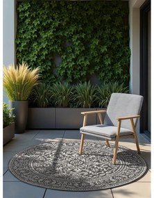 Covor pentru exterior și interior alb-negru rotund ø 160 cm Duet Kona – NORTHRUGS