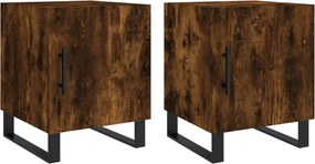vidaXL Noptiere, 2 buc., stejar fumuriu, 40x40x50 cm, lemn compozit