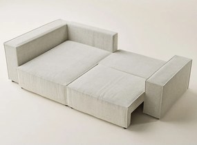 Colțar crem extensibil/cu spațiu de depozitare cu tapițerie din chenille (cu colț pe partea stângă/în formă de ”L”) Tonga – Maison de Rêve