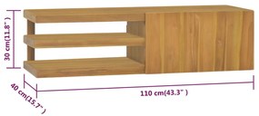 Dulap pentru baie de perete, 110x40x30 cm, lemn masiv de tec 110 x 40 x 30 cm, 1