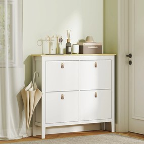 HOMCOM Pantofar Slim cu 4 Sertare pentru 20 Perechi de Pantofi, Mărime EU44 și Separatoare Reglabile, 105x24x95,5 cm, Alb | Aosom Romania