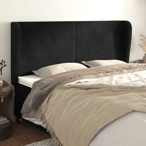 3117744 vidaXL Tăblie de pat cu aripioare, negru, 203x23x118/128 cm, catifea