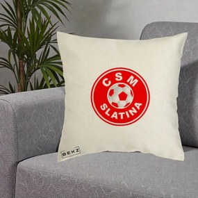 Perna Personalizata CSM Slatina Fotbal, 40x40 cm, Ecru, Husa Detasabila, Perna Inclusa, BEKZ®