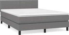 vidaXL Pat box spring cu saltea, gri închis, 140x190 cm, textil