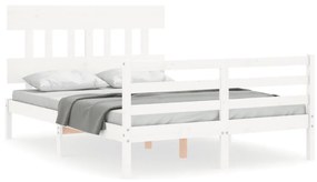 3195152 vidaXL Cadru de pat cu tăblie, alb, 120x200 cm, lemn masiv