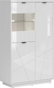 Vitrina FORN, alb lucios, PAL melaminat/sticla securizata, 94x43x157 c