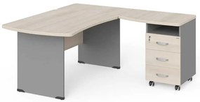 Statie de lucru de colt Manager 160 x 160 cm, dreapta, salcâm deschis / gri