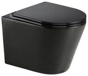 Toaletă Clement Black fără margini, montată pe perete, negru mat