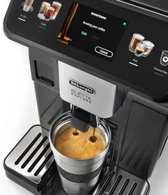 Espressor automat DeLonghi Eletta Explore ECAM450.65.G, 1450W, 19 bar, 1.8l, Wi-Fi, Touch TFT display, LatteCrema hot/cool, Twin Shot, To-Go, Cafea boabe, Negru/Gri