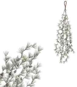 Ramură artificială de larice cu conuri, 100 cm, cu efect înghețat