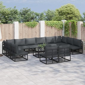 vidaXL Set de canapele pentru grădină 13 pcs Negru 70 x 70 x 32 cm