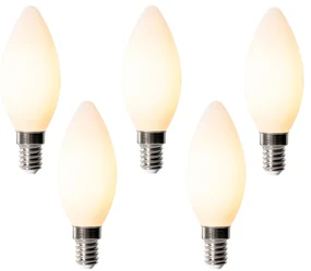 Set de 5 becuri LED E14 dimabile B35 Opal 4W 400 lm 2200K