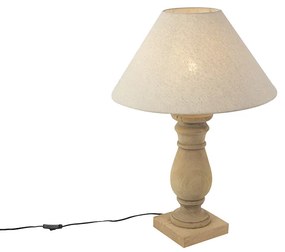 Lampă de masă rustică cu abajur din in bej 50 cm - Catnip