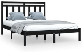 3105254 vidaXL Cadru de pat, negru, 140x200 cm, lemn masiv