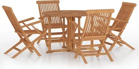vidaXL Set de mobilier de exterior pliabil, 5 piese, lemn masiv de tec