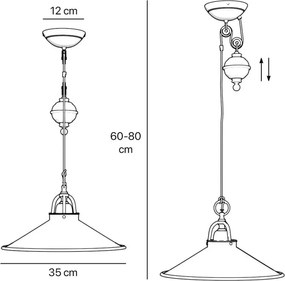 Lustra din alama industrial style cu scripete Alice