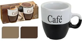 Set de căni din gresie Café 150 ml, maro închis, 2buc.