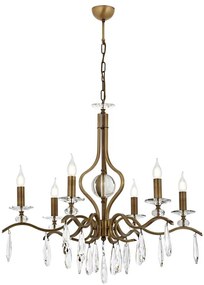Candelabru CLASSIC cu lanț, 6 x E14, 40W, 230V, finisaj bronz