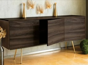 Comoda TV Limo, picioare aurii, deschidere push-pull - MARO