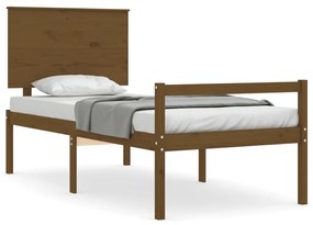 3195474 vidaXL Cadru de pat senior cu tăblie, 100x200 cm maro miere lemn masiv