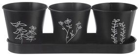 Ghivece 3 buc. din metal pentru ierburi aromatice ø 11 cm Black – Orion