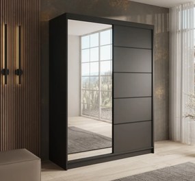 Dulap cu usi glisante, 150x58x200 cm, Cardi 150, ADRK Furniture (Culoare: Alb / Alb)