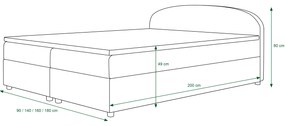 Pat matrimonial Boxspring 180 cm Brick (negru + motiv flori) ( cu saltea și sp. depozitare). 1046409