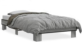 vidaXL Cadru de pat, gri sonoma, 75x190 cm, lemn prelucrat și metal