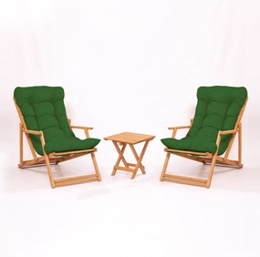 Set mobilier gradina Relax haaus V2, 3 piese, Verde/Natural, 100% lemn de fag