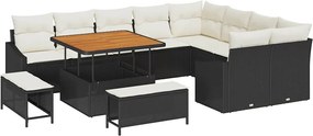 vidaXL Set de canapele pentru grădină 12 pcs Negru Rattan poli