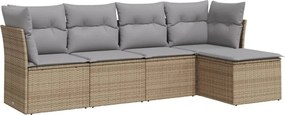 vidaXL Set canapele de grădină cu perne, 5 piese, bej, poliratan