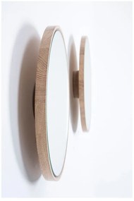 Oglindă de perete cu ramă din lemn masiv de stejar Gazzda Look, ⌀ 32 cm