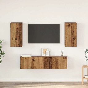 vidaXL Set comodă TV cu raft Pe perete cu depozitare cu ușă 4 pcs Lemn vechi 60 x 30 x 30 cm