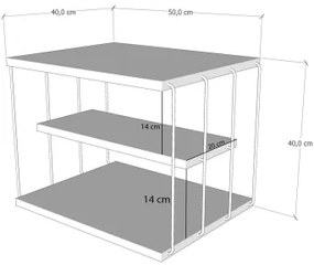 Măsuță laterală LIFON 40x50 cm albă/neagră