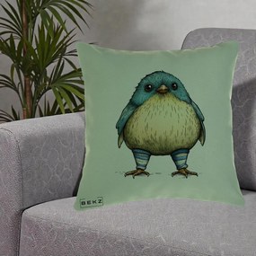 Perna Decorativa Pasare Albastra cu Sosete Albastre, 40x40 cm, Verde, Husa Detasabila, Perna Inclusa, BEKZ®