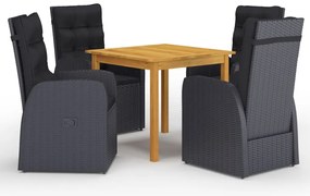 vidaXL Set de masă pentru grădină, 5 piese, negru