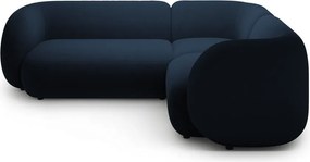 Colțar albastru cu tapițerie din catifea (cu colț pe partea dreaptă/în formă de ”L”) Kate – Micadoni