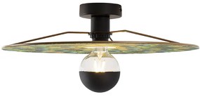 Plafoniera neagră cu abajur plat design păun 45 cm - Combi