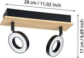 Eglo 901203 - Spot LED RIELVES 2xLED/4,2W/230V negru/maro