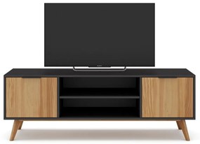 Comodă TV negru/natural din lemn de pin 140x53 cm Lavis – Marckeric