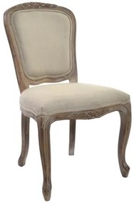 Scaun de dining shabby chic din lemn de cauciuc și in, „Valbonne”
