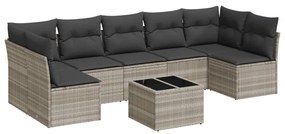 3217442 vidaXL Set mobilier de grădină cu perne, 8 piese gri deschis poliratan