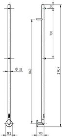 P.M.H. OL1SS - Uscător electric pentru prosoape OLE 24W/230V 170 cm IP44 oțel inoxidabil lustruit