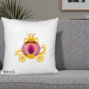 Perna Decorativa Trasura Regala Aurie, 40x40 cm, Alb Pufos, Husa Detasabila, Perna Inclusa, BEKZ®