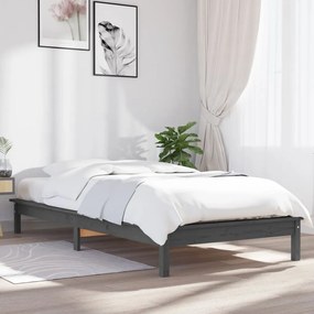 vidaXL Cadru de pat mic Single, gri, 75x190 cm, lemn masiv de pin