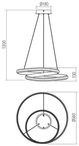 Redo 01-4362 TORSION - lustră LED dimmabilă suspendată pe cablu, 40W/230V, neagră