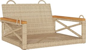 vidaXL Bancă de balansoar, bej, 63x62x40 cm, poliratan