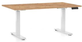 Masă înălțime reglabilă OfficeTech D, 120 x 80 cm, picioare albe, stejar kraft