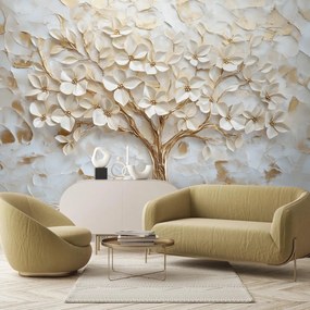 Fototapet - Copac 3D Decorat cu Aur (147x102 cm)