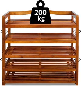 Raft pentru pantofi RUSTIC, 5 polițe, 75x26x82cm, maro natural Casaria